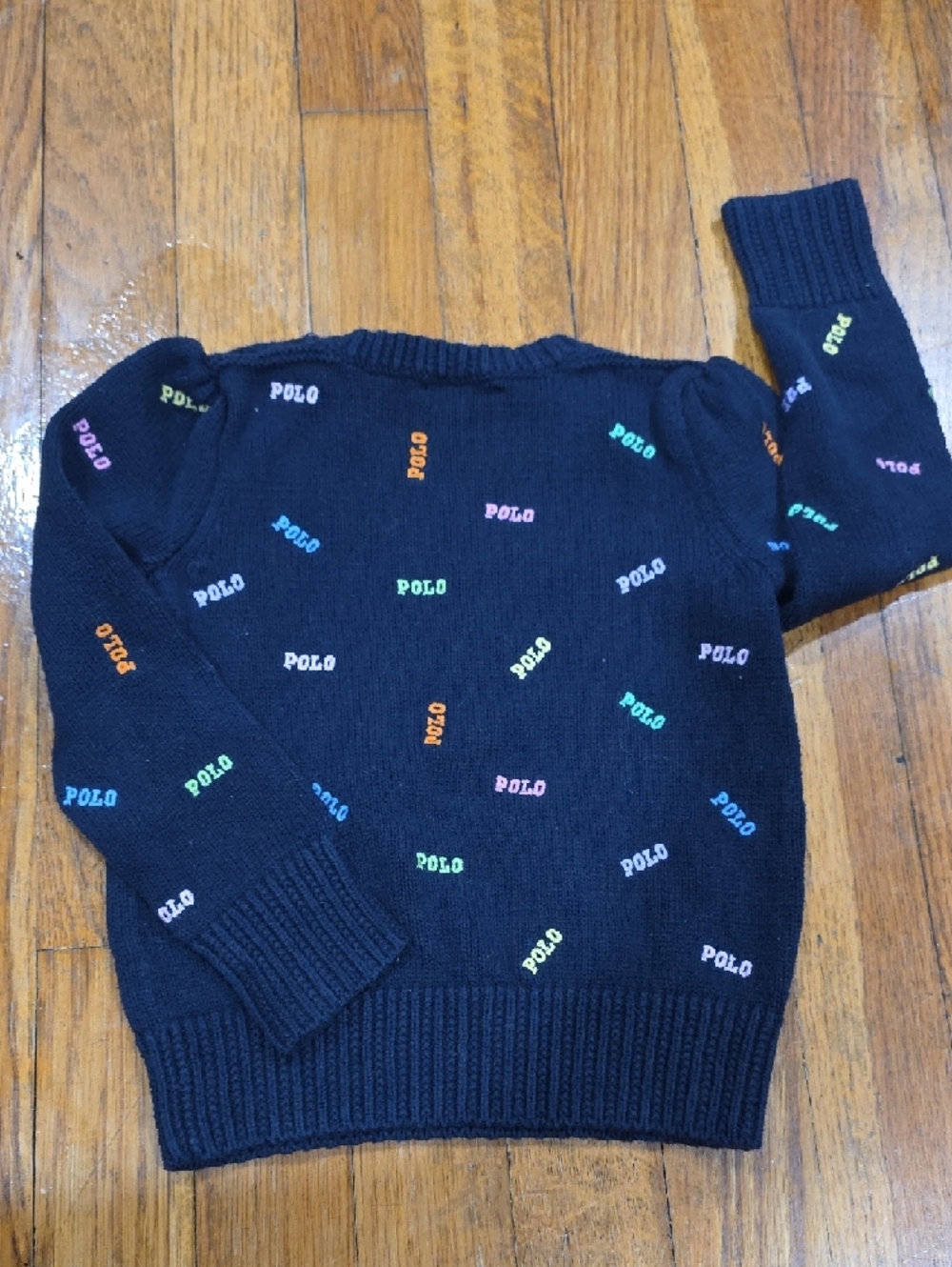 EUC Ralph Lauren Navy Knit Sweater with Pink Logo Accent - Picture 6 of 6
